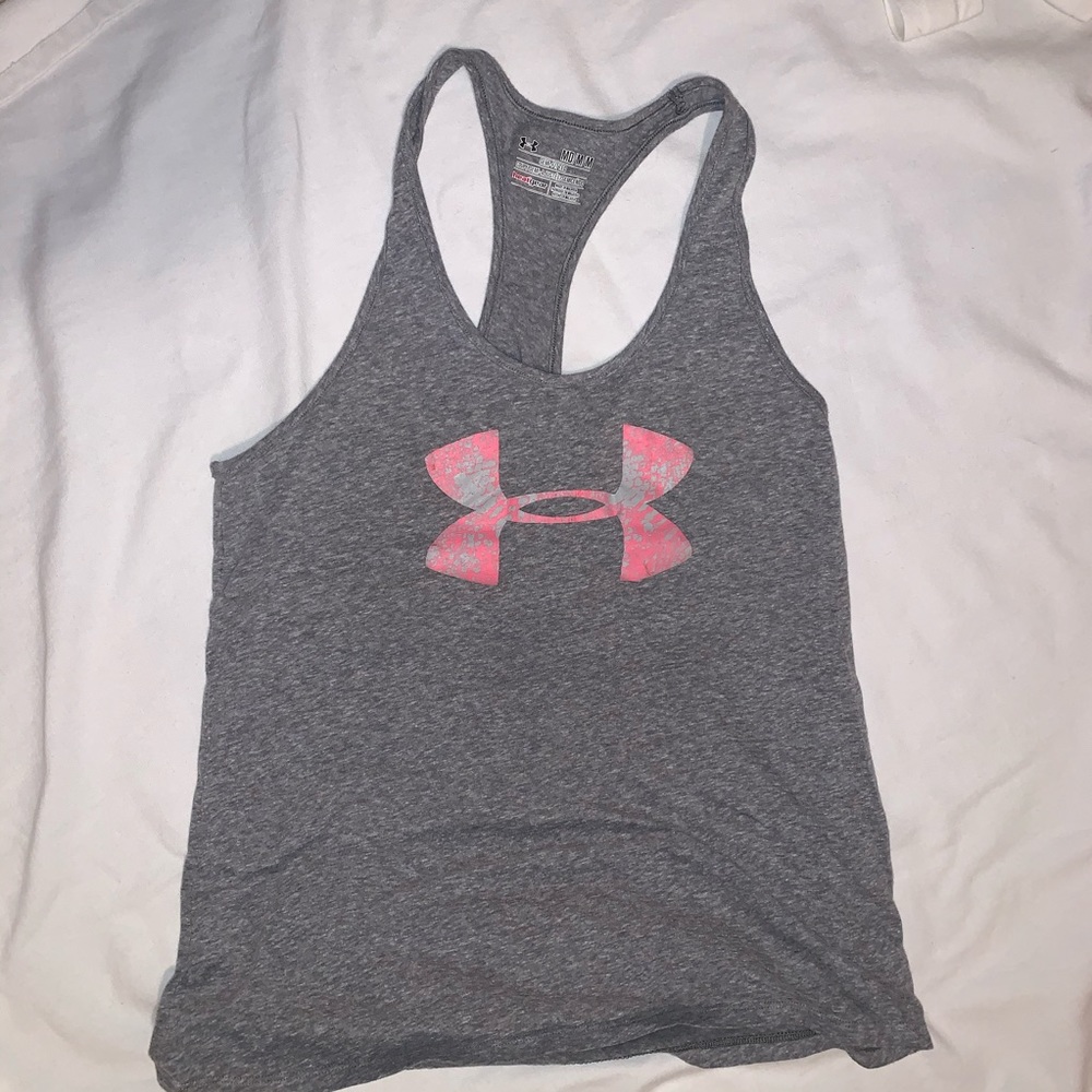 Under armor grey and pink workout tank